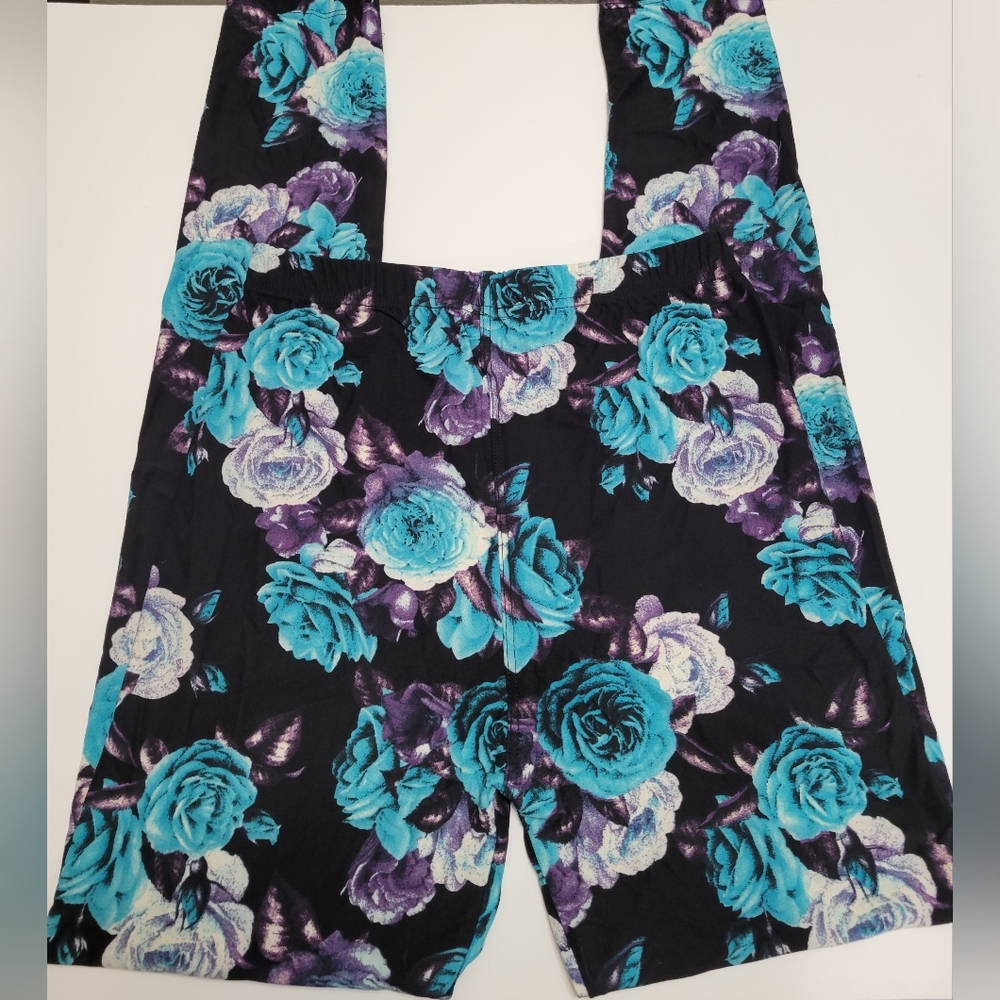 Infinity raine leggings floral black blue women's 2-12 OS cozy athleisure - Picture 4 of 6